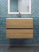 Тумба с раковиной Uperwood Barsa 70 293020547 подвесная цвет Черный матовый Дуб сонома-6