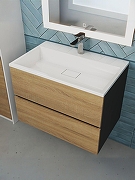 Тумба с раковиной Uperwood Barsa 70 293020547 подвесная цвет Черный матовый Дуб сонома-8