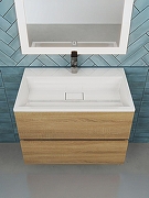 Тумба с раковиной Uperwood Barsa 70 293020547 подвесная цвет Черный матовый Дуб сонома-9