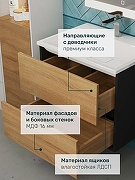 Тумба с раковиной Uperwood Barsa 60 2930205645 подвесная цвет Черный матовый Дуб сонома-2