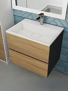 Тумба с раковиной Uperwood Barsa 60 2930205645 подвесная цвет Черный матовый Дуб сонома-5