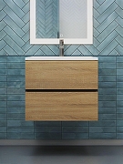 Тумба с раковиной Uperwood Barsa 60 2930205645 подвесная цвет Черный матовый Дуб сонома-6