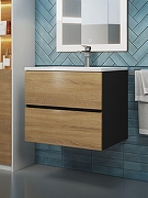 Тумба с раковиной Uperwood Barsa 60 2930205645 подвесная цвет Черный матовый Дуб сонома-7