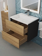 Тумба с раковиной Uperwood Barsa 60 2930205645 подвесная цвет Черный матовый Дуб сонома-8