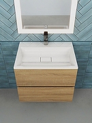 Тумба с раковиной Uperwood Barsa 60 2930205645 подвесная цвет Черный матовый Дуб сонома-9