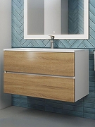 Тумба с раковиной Uperwood Barsa 90 29830205648 подвесная цвет Белый матовый Дуб сонома-5