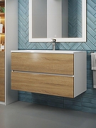 Тумба с раковиной Uperwood Barsa 90 29830205648 подвесная цвет Белый матовый Дуб сонома-6