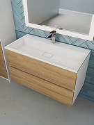 Тумба с раковиной Uperwood Barsa 90 29830205648 подвесная цвет Белый матовый Дуб сонома-9