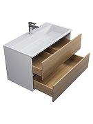 Тумба с раковиной Uperwood Barsa 90 29830205648 подвесная цвет Белый матовый Дуб сонома-13