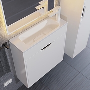 Тумба с раковиной Uperwood Modul 60 393020557 подвесная цвет Белый матовый Графит матовый-9