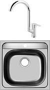 Кухонная мойка Domaci Равенна 48 со смесителем цвет Сталь