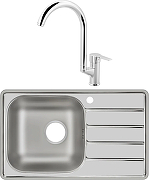 Кухонная мойка Domaci Равенна 78 со смесителем цвет Сталь