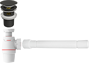 Донный клапан STWORKI KR-05b click-clack с сифоном для раковины 30987068 и гофрой 30718006 цвет Черный матовый