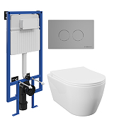 Комплект унитаза с инсталляцией STWORKI Ноттвиль SETK3104-2616-001-1-8000+510162+500473 цвет Белый с сиденьем Микролифт и клавишей смыва цвет Хром матовый