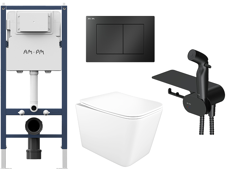 Комплект унитаза с инсталляцией STWORKI Молде S23401WH+I012709+I090238 