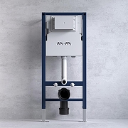 Комплект унитаза с инсталляцией STWORKI Молде S23401WH+I012709+I090238 цвет Белый с сиденьем Микролифт с клавишей смыва цвет Черный матовый и гигиеническим душем-1