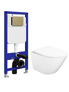 Комплект унитаза с инсталляцией STWORKI Готланд S13401WH+S33500GM цвет Белый с сиденьем Микролифт и клавишей смыва цвет Золото матовое-12