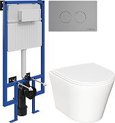 Комплект унитаза с инсталляцией STWORKI INS-693619 цвет Белый с сиденьем Микролифт и клавишей смыва цвет Хром матовый