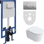 Комплект унитаза с инсталляцией STWORKI Ноттвиль SETK3104-2616-001-1-8000+510162+230822 цвет Белый с сиденьем Микролифт и клавишей смыва цвет Хром глянцевый-6