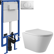 Комплект унитаза с инсталляцией STWORKI CON0120+510162+230822 цвет Белый матовый с сиденьем Микролифт и клавишей смыва цвет Хром глянцевый