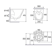 Комплект унитаза с инсталляцией STWORKI CONT0110+510162+500471 цвет Белый с сиденьем Микролифт и клавишей смыва цвет Черный матовый-12