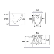 Комплект унитаза с инсталляцией STWORKI OVOT0110+510162+500471 цвет Белый глянец с сиденьем Микролифт и клавишей смыва цвет Черный матовый-11