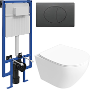 Комплект унитаза с инсталляцией STWORKI Кронборг INS-722140 цвет Белый с сиденьем Микролифт и клавишей смыва цвет Черный матовый-9