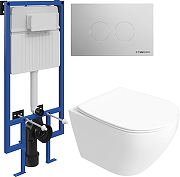 Комплект унитаза с инсталляцией STWORKI Кронборг INS-722144 цвет Белый с сиденьем Микролифт и клавишей смыва цвет Хром глянцевый-10