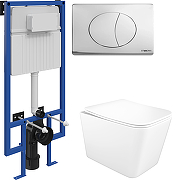 Комплект унитаза с инсталляцией STWORKI Молде INS-722152 цвет Белый с сиденьем Микролифт и клавишей смыва цвет Хром глянцевый-5