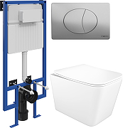 Комплект унитаза с инсталляцией STWORKI Молде INS-722154 цвет Белый с сиденьем Микролифт и клавишей смыва цвет Хром матовый-5