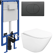 Комплект унитаза с инсталляцией STWORKI Левангер INS-722213 цвет Белый с сиденьем Микролифт и клавишей смыва цвет Черный матовый-5