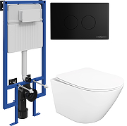 Комплект унитаза с инсталляцией STWORKI Левангер INS-722215 цвет Белый с сиденьем Микролифт и клавишей смыва цвет Черный матовый-5