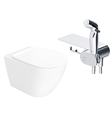Унитаз STWORKI Готланд S13401WH подвесной с гигиеническим душем со смесителем AM.PM Like F0202600 цвет Белый с сиденьем Микролифт