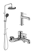 Душевая система STWORKI Эстерсунд/Монтре S31010CR+S30180CR+ S31100CR со смесителем для раковины цвет Хром