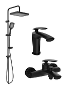 Душевая система STWORKI Гётеборг/Берген S03010BK+S21180BK+S03100BK со смесителем для раковины цвет Черный