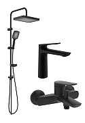 Душевая система STWORKI Вирклунд/Берген S05010BK+S21180BK+S05100BK со смесителем для раковины цвет Черный