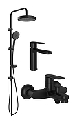Душевая система STWORKI Хадстен/Молде S17010BK+S23180BK+S17100BK со смесителем для раковины цвет Черный