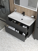 Тумба с раковиной STWORKI Монтре 100 подвесная цвет Антрацит-1