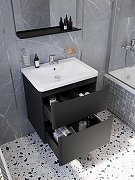 Тумба с раковиной STWORKI Монтре 60 подвесная цвет Антрацит-1