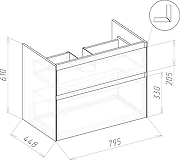 Тумба с раковиной STWORKI Родос 80 цвет Графит-6