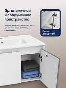 Тумба с раковиной STWORKI Мурманск 70 подвесная цвет Белый, Антрацит-4