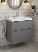 Тумба с раковиной STWORKI Родос 55 подвесная цвет Графит-1