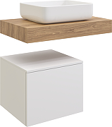 Тумба с раковиной STWORKI Ольборг 80 SRT-489054 подвесной цвет Белый матовый Дуб французски