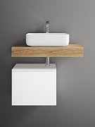 Тумба с раковиной STWORKI Ольборг 80 SRT-489054 подвесной цвет Белый матовый Дуб французски-1