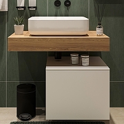 Тумба с раковиной STWORKI Ольборг 80 SRT-489054 подвесной цвет Белый матовый Дуб французски-2