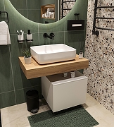 Тумба с раковиной STWORKI Ольборг 80 SRT-489054 подвесной цвет Белый матовый Дуб французски-5