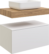 Тумба с раковиной STWORKI Ольборг 80 SRT-489094 подвесной цвет Белый матовый Дуб французски