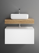 Тумба с раковиной STWORKI Ольборг 80 SRT-489094 подвесной цвет Белый матовый Дуб французски-1