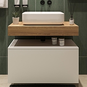 Тумба с раковиной STWORKI Ольборг 80 SRT-489094 подвесной цвет Белый матовый Дуб французски-2