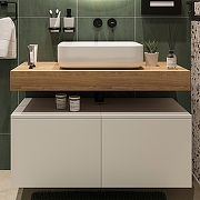 Тумба с раковиной STWORKI Ольборг 100 SRT-489116 подвесной цвет Белый матовый Дуб французски-2